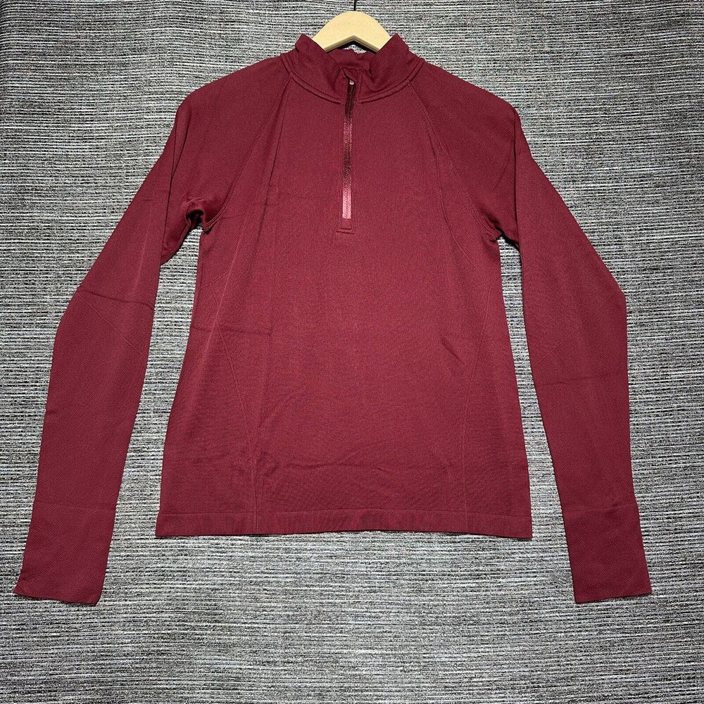 H&M Move Sweater Women's M Red Burgundy 1/4 Zip Christmas